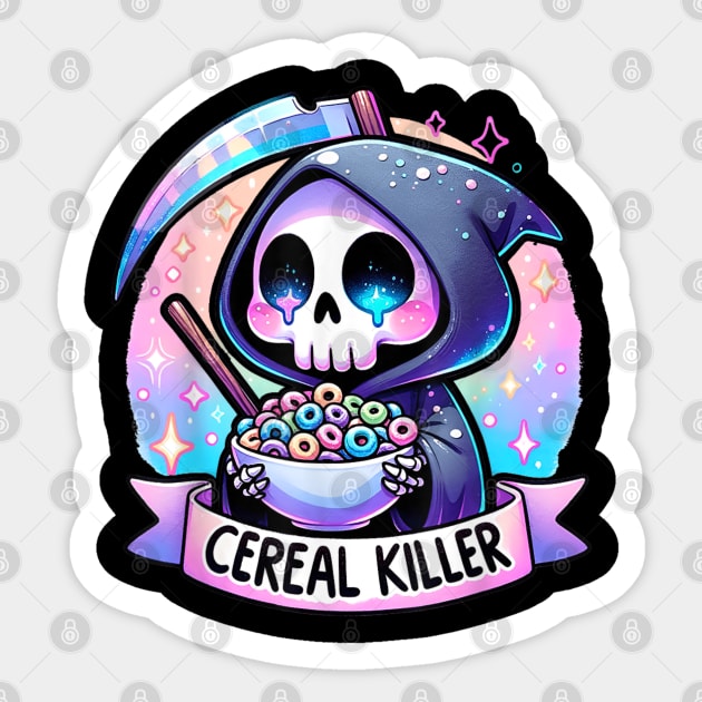 Cereal Killer Breakfast Cereal Bowl Cereals Skull Skeleton Sticker by DiffusArt